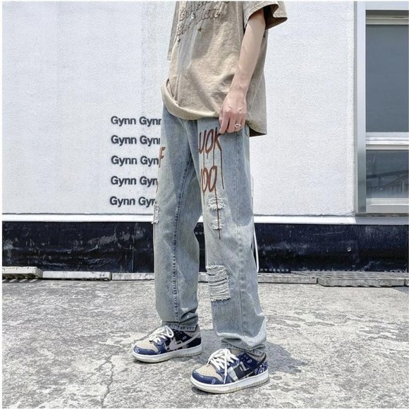 American street pants high street retro jeans